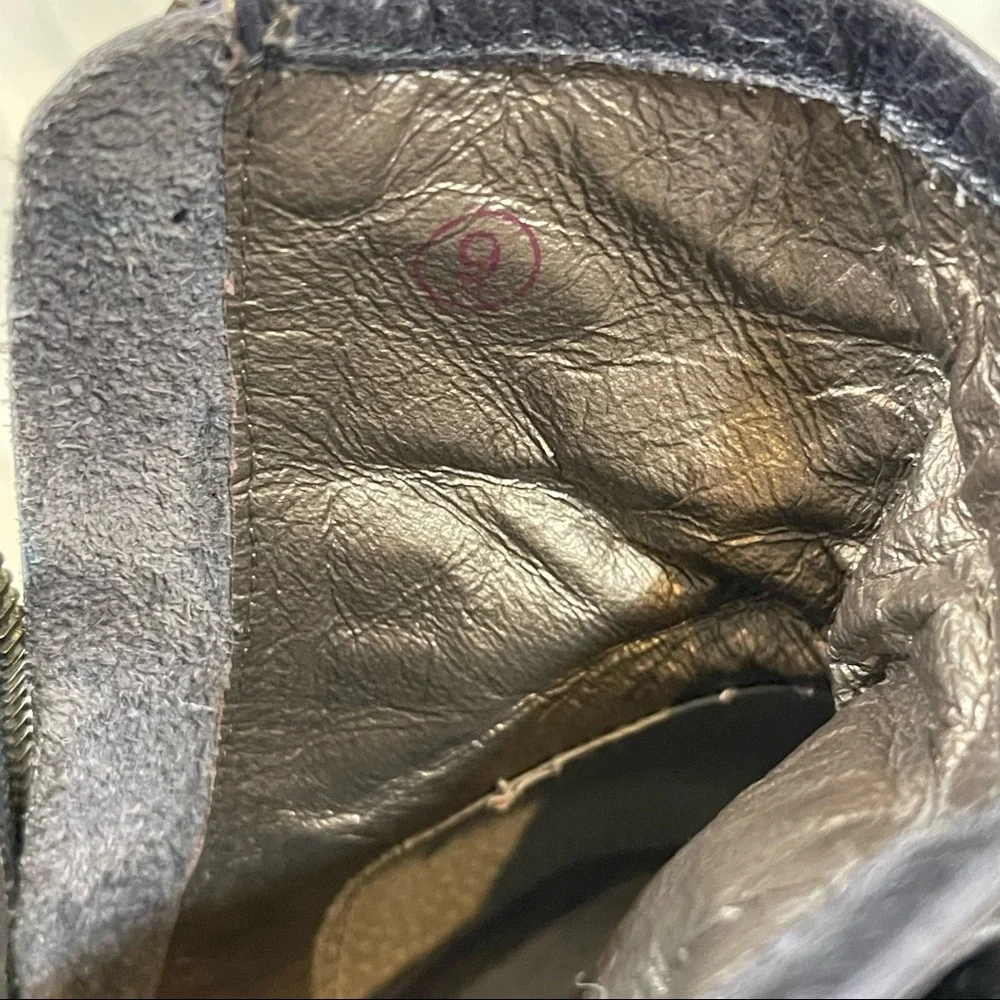 Faryl Robin Dark Grey Gold Studded Leather Booties - Picture 10 of 12